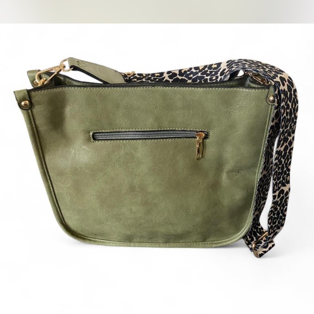 Green and Black Shoulder Bag with Braided Strap